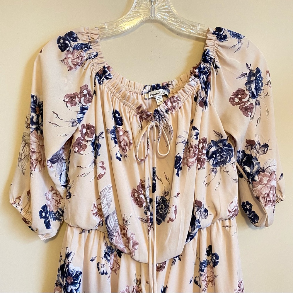 Papaya Floral Off the Shoulder Romper M - Picture 2 of 6